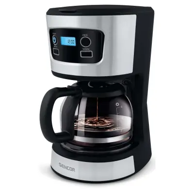 Automatic Coffee Maker/ Sencor SCE 3700BK Coffee Maker, Ideal for Brewing 8 Cups of Coffee at Once, 0.75 Litre Water Tank, Glass Kettle, 700watt, 210 x 195 x 265, 1,3kg