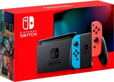 Nintendo Switch With Neon Blue & Red Joy‑Con