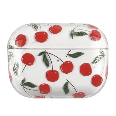 Mobile Accessory Other/ For Apple AirPods Pro (Gen 2) (USB-C) / Pro 2 Hard PC Earbud Case Lacquered Fruit Flower Pattern Bluetooth Earphone Protective Cover - Cherry