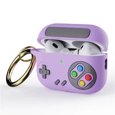 Mobile Accessory Other/ for Apple AirPods Pro (Gen 2) (USB-C) / AirPods Pro 2 , Game Console Design Earbuds Anti-drop Cover with Ring Buckle - Purple