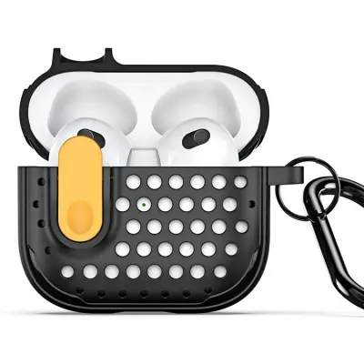 Mobile Accessory Other/ For Apple AirPods 3 DUX DUCIS PECM Series  Case TPU+PC Protective Cover with Keychain - Black+Yellow