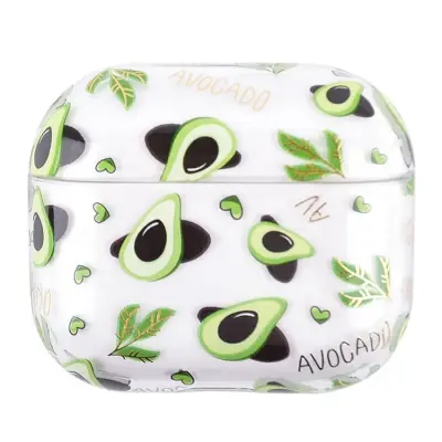 Mobile Accessory Other/ for Apple AirPods 3 Fruit Flower Pattern Gold Stamping Hard PC Earphone Charging Box Protective Case Cover - Avocado
