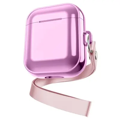 Mobile Accessory Other/ For Apple AirPods Pro 2 Charging Case Cover with Strap, Bluetooth Headset Soft TPU Case - Rose Pink