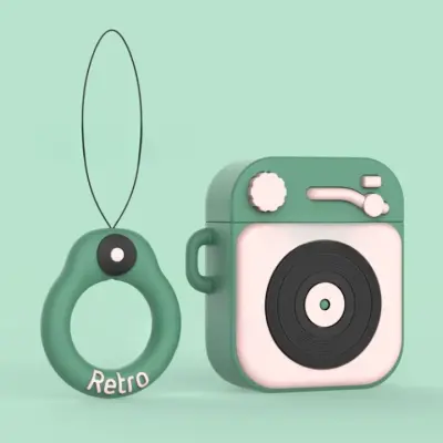 Mobile Accessory Other/ For Apple AirPods 2nd gen.Silicone Earphone Case+Finger Ring Strap - Dark Green