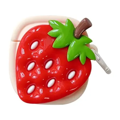 Mobile Accessory Other/ For Apple AirPods 2nd gen. Silicone Cover with Buckle - Strawberry Mobile Accessory Other/ For Apple AirPods 2nd gen. Silicone Cover with Buckle - Strawberry