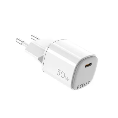 Wall Charger/ Type- C / Celly 30W GaN Wall charger White Wall Charger/ Type- C / Celly 30W GaN Wall charger White