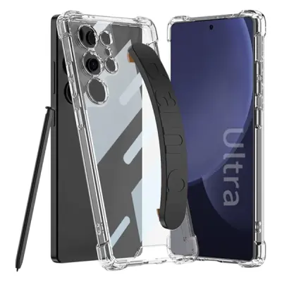 Mobile Phone Case/ GKK 10873 For Samsung S25 Ultra Case Airbag Shockproof Phone Cover with Wrist Strap - Black Mobile Phone Case/ GKK 10873 For Samsung S25 Ultra Case Airbag Shockproof Phone Cover with Wrist Strap - Black