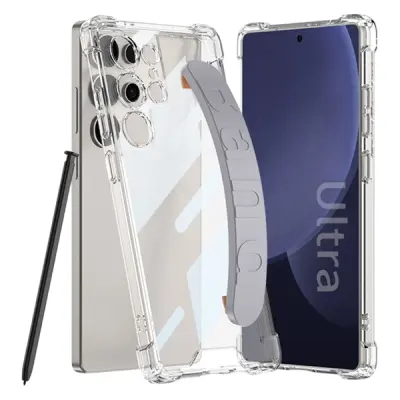 Mobile Phone Case/ GKK 10873 For Samsung S25 Ultra Case Airbag Shockproof Phone Cover with Wrist Strap - Grey Mobile Phone Case/ GKK 10873 For Samsung S25 Ultra Case Airbag Shockproof Phone Cover with Wrist Strap - Grey