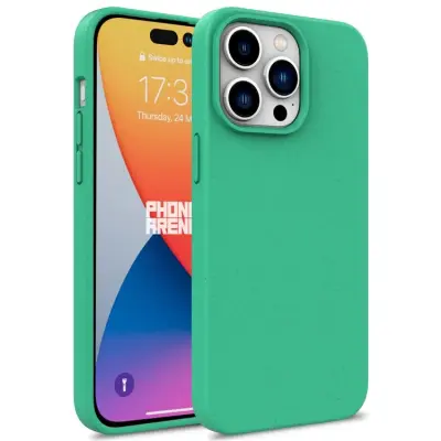 Mobile Phone Case/ For iPhone 16 Pro Max Case Compostable Phone Cover Made Of TPU and Wheat Straw - Cyan