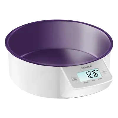 Scale/ Sencor SKS 4004VT Kitchen Scale, Touch control sensors, Practical removable bowl (volume 1000 ml), Weight up to 5 kg (sensitivity 1 g), 2x 1.5 V AAA