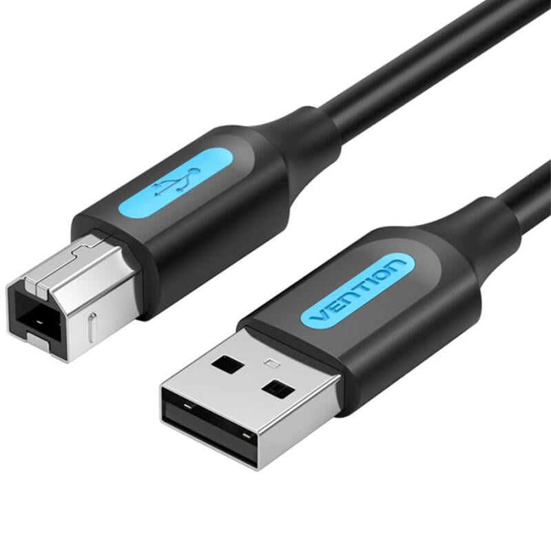 Cable/ AM-BM/ VENTION COQBL USB 2.0 A Male to B Male Cable with Ferrite Cores 10M Black PVC Type