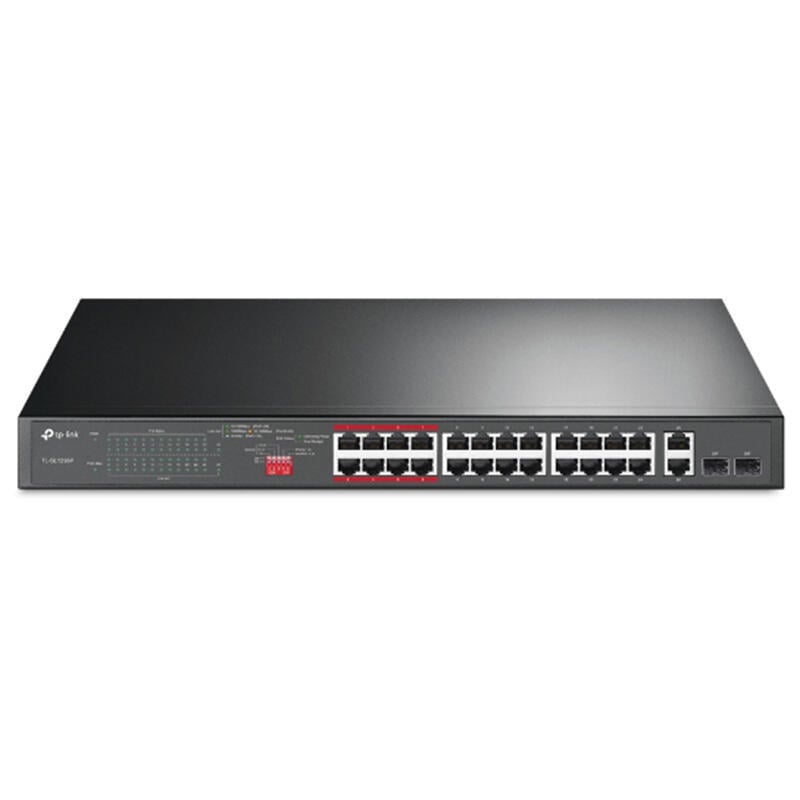Network Active/ Switch/ TP-link TL-SL1226P 24-Port 10/100Mbps + 2-Port Gigabit Rackmount Switch with 24-Port PoE+